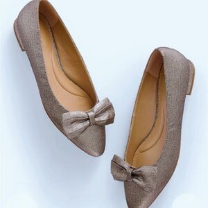 Women’s Talbots Edison Bow Flats Metallic Glitter Finish Memory Foam NWOT 8.5